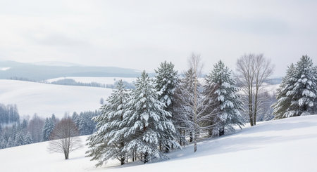 Snow Covered Trees in a Winter Landscape Scene