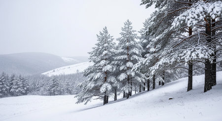 Snow covered trees in a winter landscape setting