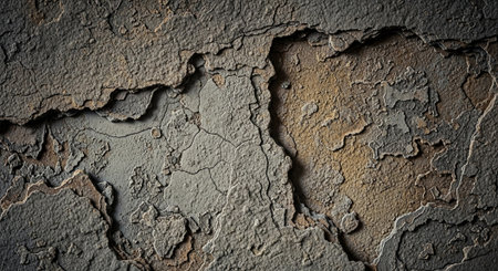 Cracked weathered wall texture with peeling paint layers