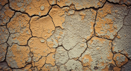 Cracked wall texture with peeling paint and visible damage