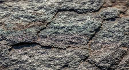 Textured rock surface with cracks and shimmering water droplets