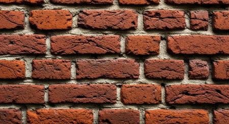 Detailed red brick wall texture background with beige mortar