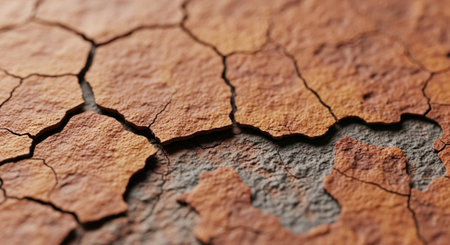 Cracked ground surface texture with exposed gray substrate beneath