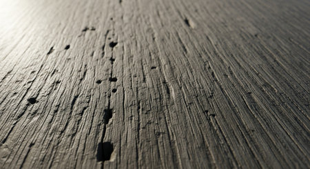 Wooden plank texture close up with holes and shadowsの写真素材