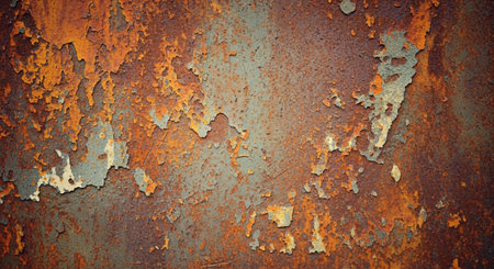Abstract image of peeling paint and corroded rusted metal