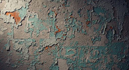 Peeling paint reveals layers of color and texture