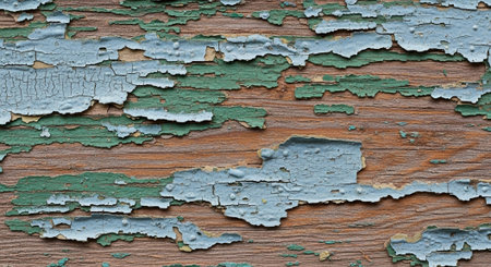 Rustic wood with peeling blue and green paint layers