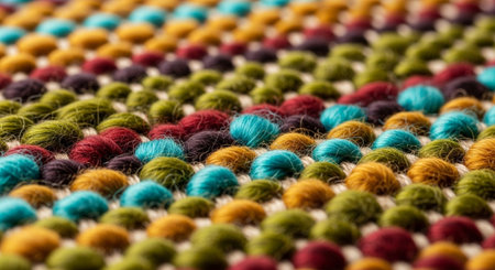Colorful woven textile background with unique textured yarnの写真素材