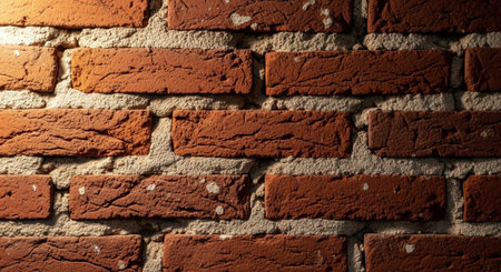 Close-up brick wall with detailed texture and lighting