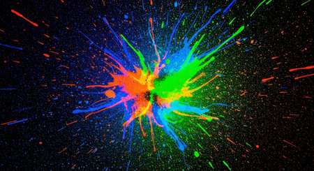 Vibrant colorful paint explosion on a black background image