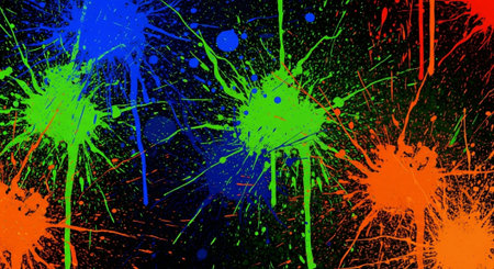 Abstract colorful paint splash design on black background artwork