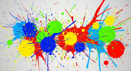Abstract colorful paint splatters on a white background design