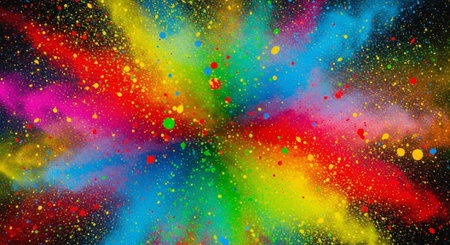 Abstract colorful explosion background with dots of vivid colors
