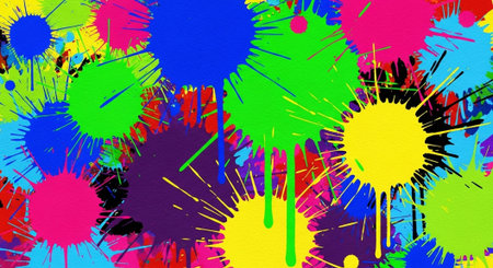 Bright Colorful Paint Splatter Background with Bold Graphic Design