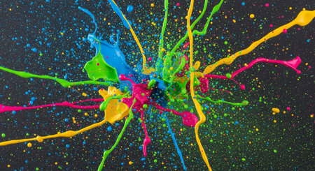 Vibrant explosion of paint on a dark backdrop image
