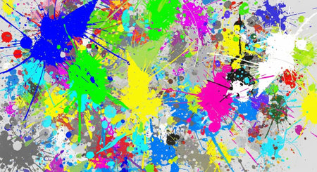 Abstract background with vibrant splatters of colorful paint art