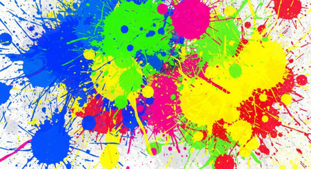 Vibrant paint splatters creating dynamic and colorful background design
