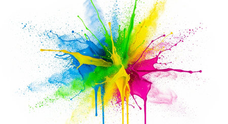 Colorful paint splash explosion on a white background