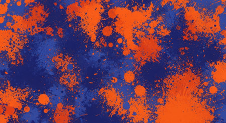 Abstract background with splashes of orange and blue paintの写真素材