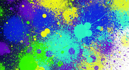 Abstract splash of vibrant colors paint splatter design art