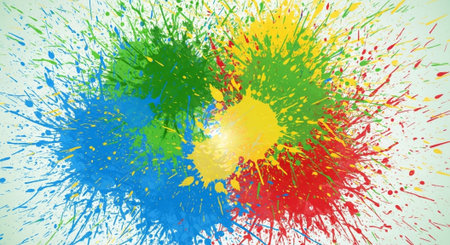 Abstract colorful paint splatter on white background art design