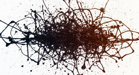 Ink splash explosion of abstract design on white backgroundの写真素材