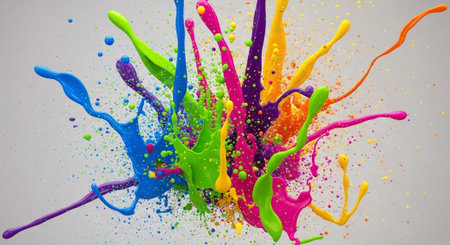 Vibrant splash of colorful paint creating dynamic abstract pattern