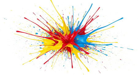 Colorful paint splash on white background, abstract design element