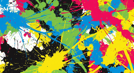 Abstract multicolored paint splatter background, vibrant and energetic design