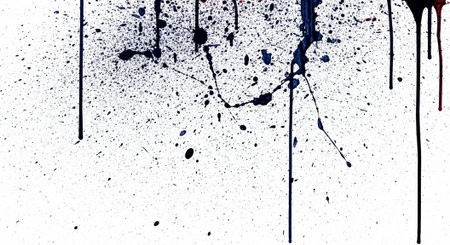 Abstract splatter paint background with blue and red drips