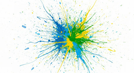 Abstract splash of vibrant colors on a white background