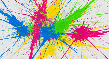 Colorful paint splashes on white backdrop abstract illustration