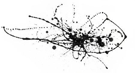 Black ink splash on white background creates abstract art