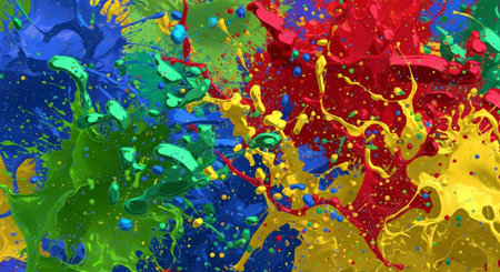 Abstract colorful splash of vibrant paint creates dynamic energy