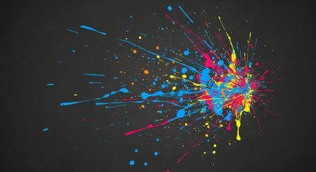 Abstract splash of vibrant colors on a dark background