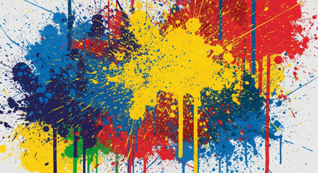 Abstract colorful paint splashes and splatters background illustration