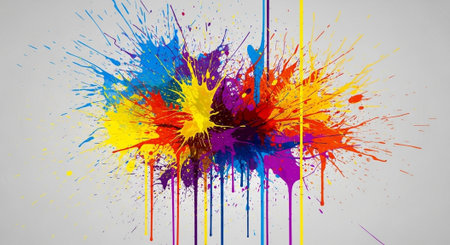 Colorful paint splatter creating an explosion of vibrant colors