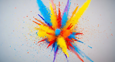 Colorful powder explosion on white background captures artistic expression
