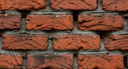Rough Red Brick Wall Construction Full Frame Close Up