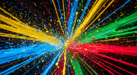 Explosion of vibrant color streaks against a dark background