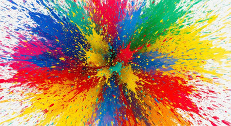 Colorful paint explosion abstract art on white background