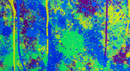 Abstract expressionism background with vibrant splatters of paint