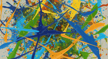 Abstract colorful paint splashes and drops artistic background