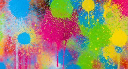 Colorful paint splatters creating vibrant abstract expressionism background