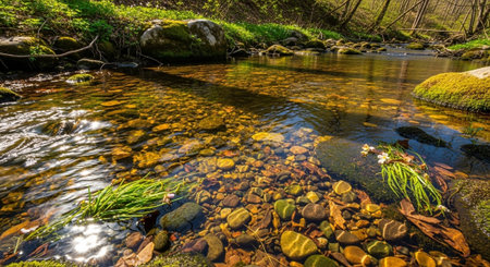 Beautiful autumn landscape with a mountain river in the Carpathians