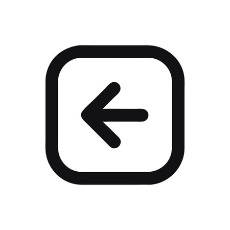 Black square with rounded corners and pointing left arrowのイラスト素材
