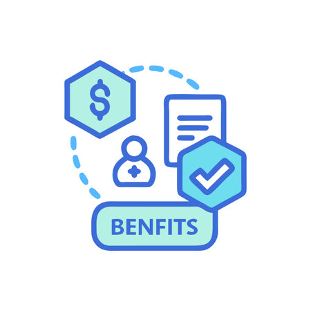 Employee benefits illustration emphasizing health and financial aspectsのイラスト素材
