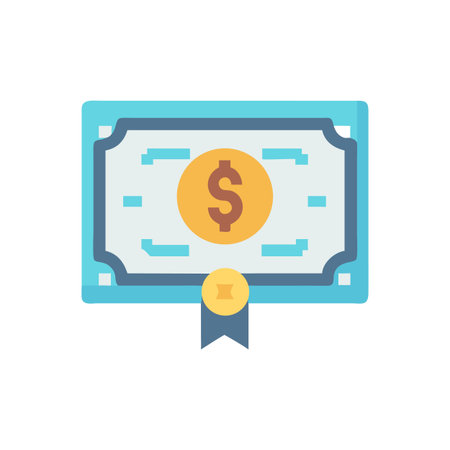 Financial Certificate Depicting a Dollar Sign in Flat Designのイラスト素材