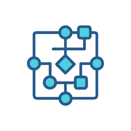 Stylized flowchart diagram illustrating process management with connected shapesのイラスト素材