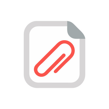 Stylized file with paperclip in flat, graphic designのイラスト素材